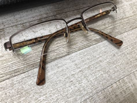 burberry b1012|Burberry B1012 1012 Eyeglass Frame Brown Half Rim Rectangle .